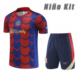 Camiseta Barcelona 2024/2025 Pre-Match Rojo/Azul Niño Kit