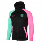 Chaqueta Barcelona 2020/2021 con Capucha Negro y Manga Rosa /Verde