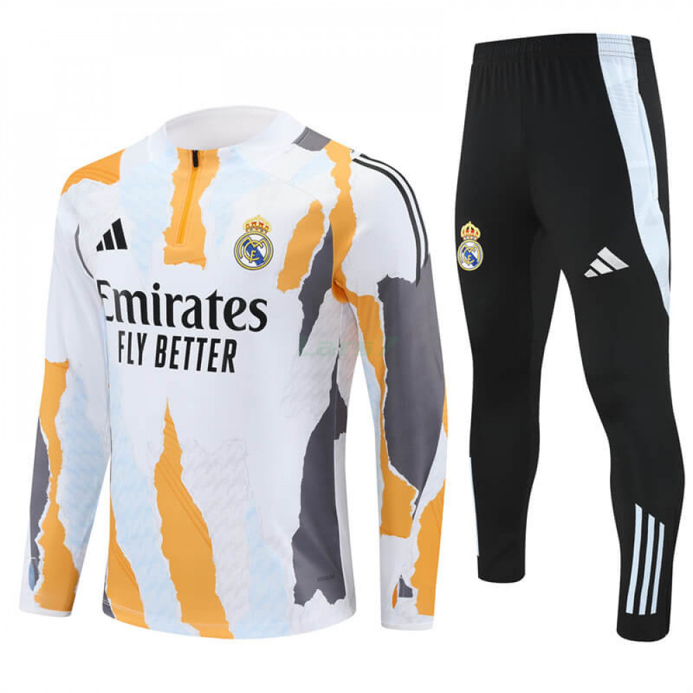 Sudadera De Entrenamiento Real Madrid 2024/2025 Kit Blanco/Naranja/Gris