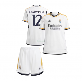 Camiseta Camavinga 12 Real Madrid 1ª Equipación 2023/2024 Niño Kit