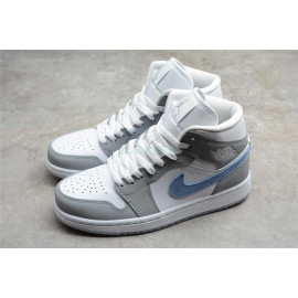 Air Jordan 1 Corte Medio Blanco/Gris/Azul